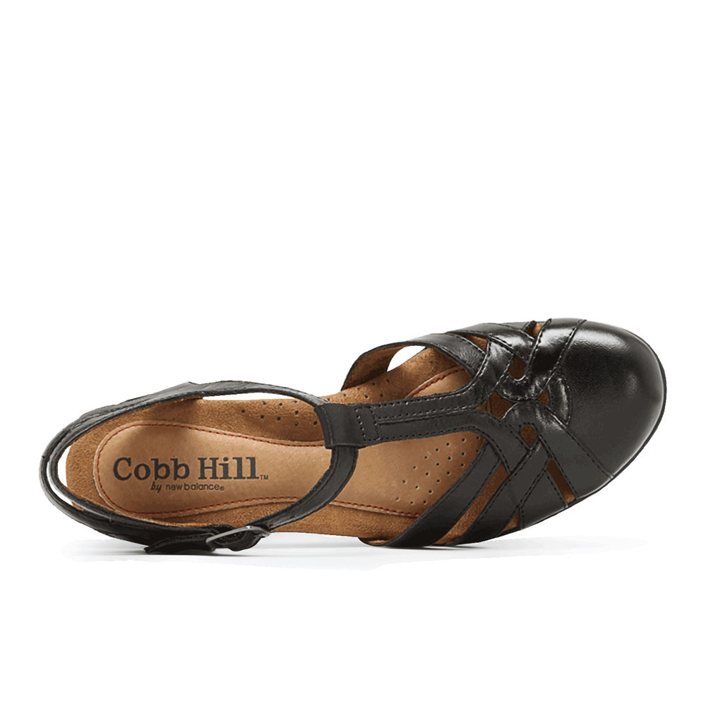 Sandalias Rockport Mujer Mexico - Cobb Hill Aubrey T-Strap Negros - TWVEZ0924